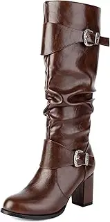 [ForeMode] Women Autumn Round Toe Lace up Ankle Buckle Chunky High Heel Platform Knight Martin Boots