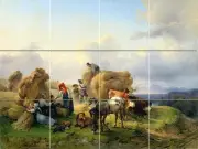 Art Farm Horses Landscape Austria Ceramic Mural Backsplash Bath Tile #2311