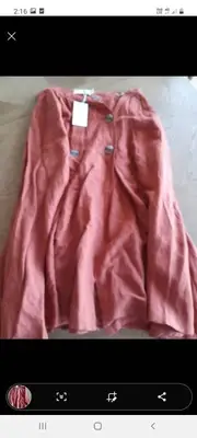 Tigerlily linen button skirt in paprika