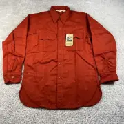 Vtg Woolrich Shirt Mens Medium Heavyweight Chamois Orange Button Up USA-Made NWT