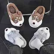 Cozy Husky-Style Plush Slippers for Men & Women - Warm, Non-Slip, Indoor/Outdoor