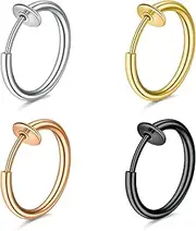 [QWALIT] Fake Nose Ring Fake Lip Piercing Fake Lip Ring Fake Nose Ring Hoop Fake Snake Bites Fake Lip Piercings Faux Lip Rings Fake Nose Piercing Clip on Nose Ring Spring