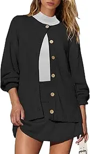 [Panadila] Womens Sweater Skirt Set 2 Piece Outfits Sweater Skort Set Lounge Cardigan and Knit Skirt Matching Outfits
