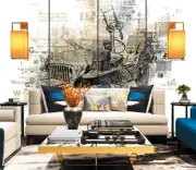 3D Watercolor Chariot Self-adhesive Removable Wallpaper Murals Wall 162
