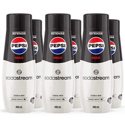 NEW 6x SodaStream Pepsi Max Syrup Mix No Sugar 440mL Sparkling Soft Drink BULK