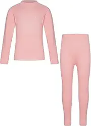 [FEESHOW] Kids Girls Thermal Clothes Set Long Sleeve Base Layers Shirt with Leggings Underwear Set