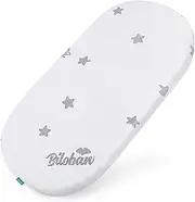Bassinet Mattress Pad (15"x 30"x 0.8") Fits Moses Basket, Oval Shaped with Removal Zippered Cover, Waterproof Breathable Soft Foam