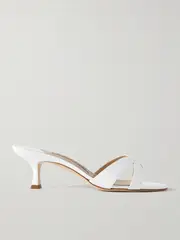 [Manolo Blahnik] Manolo Blahnik - Callamu 50 Patent Leather Mules - White - IT40 IT 40 White