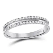 14k White Gold Round Diamond Double Row Comfort Wedding Band 1/4 Cttw
