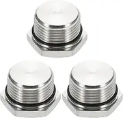 uxcell NPT Pipe Plug Fitting, 304 Stainless Steel NPT3/4 Male Outer Hex Thread for Plumbing Fixed with Sealing Rubber Ring Pack of 3