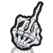 Skull Middle Finger Skeleton Bone Ghost Hog Outlaw Hot Rod Motorcycles Rider Lady Biker Jacket T shirt Patch Sew Iron on Embroidered Badge Sign Costum