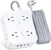 6Ft Surge Protector Power Strip with USB C, HANYCONY Extension Cord with 8 Outle