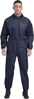 [Rswnyirn] Mens Long Sleeve Coverall Zipper Pockets Work Overalls Dustproof Hooded Jumpsuit