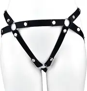 SAHOOSAFETY Chastity Belt Harness Strap On Dildo String Chastity Cage off Device Adjustable Leather Chasity Belt Panties SM Bondage Sex Toys for Men(Pink)
