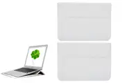 2Pcs PU Leather Sleeve Case Pouch Laptop Bag With Stand For Macbook 11 13 15 Inches-White