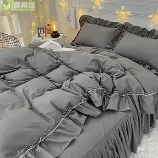 四件套床包組 床裙四件套 韩式大花边床包組枕頭套被套床罩組 床裙鬆緊帶 公主風 雙人床罩 雙人加大