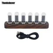IPS RGB LED Music Spectrum Pseudo Glow Tube Rhythm Light Alarm Clock Walnut