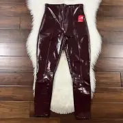 Spanx Women's Size Large Ruby Red Faux Patent Leather Leggings Pant