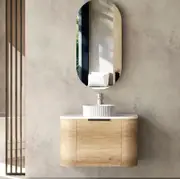 750mm Bondi Natural Oak Wall Hung Vanity and Tall Boy and Shaving Cabinet