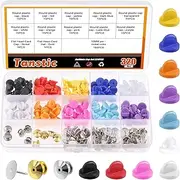 Tanstic 320Pcs (160 Sets) Rubber Pin Backs Kit, Colorful Lapel Backings Locking Keepers Butterfly Clutch With Blank Pins for Brooches Ties Hats Badges Replacement