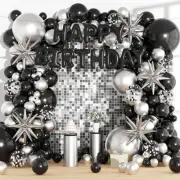 160 PCS Black and Silver Birthday Decorations Balloon arch kit Party Decorations