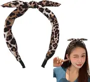 Leopard Bow Headband for Girls Women Bowknot Hairband Elastic Bow Knot Head Band Leopard Print Headbands Head Wrap Bow Wide Hairband for Womens Short Long Hair Bow Hair accessories