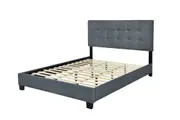 Melton King Single Bed Frame with Button Tufted Headboard Dark Grey