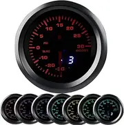 WATERWICH 7 Color Turbo Boost/Vacuum Gauge Kit with Sensor Pointer & LED Digital Readouts 2-1/16" 52mm Black Dial for Car Truck