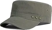 [Generic] Men's Hat Men's Flat Top Hat Spring Summer Cotton Sun Shading Duck Tongue Hat Military Cap Female