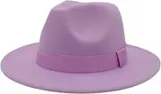 [Faringoto] Cashmere Felt Hats for Women Men Jazz Hats Wide Brim Fashion Square Big Brim, Purple, L