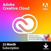 Adobe Creative Cloud All Apps - 20+ Desktop & Mobile Apps – Gen AI Features - 1 Year Subscription [Digital Download]