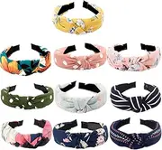 TOBATOBA 10 Pack Headbands for Women Boho Turban Headwraps Twisted Headband Criss Cross Head wraps Bows Hair Accessories for Ladyies,10 Colors Style4