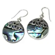 925 Silver Handmade Shell & Silver Earrings Classic Disc Abalone