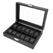 12 Grids Watch Display Storage Box Watch Organizer Case PU Leather MUF