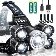 USB Rechargeable Headlamp 12000 Lumen Ultra Bright LED Work Headlight, 4 Mode...