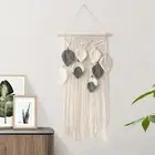 Macrame Tapestry Ornament Boho Leaf Feather Handmade Woven Wall Hanging for