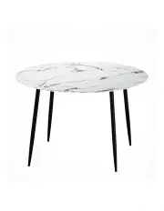 [Artiss] Round Wooden Dining Table 110cm in Marble Effect