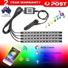 4X 12LED RGB Car Interior LED Strip Lights USB Bluetooth Remote Control Music AU