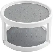 BBTISG 2 Tier Turntable Cupboard Organiser Spice Racks, 360° Rotatable Spice Rack Storage Holder Anti-slip Organiser Tray for Kitchen, Refrigerator, Desk and Bathroom
