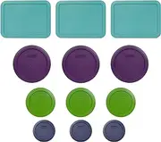 [Pyrex] (3) 7210-PC 3 Cup Turquoise (3) 7201-PC 4 Cup Purple (3) 7200-PC 2 Cup Lawn Green (3) 7202-PC 1 Cup Dark Blue Replacement Food Storage Lids