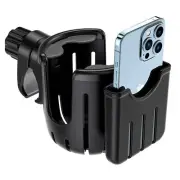 Stroller Cup Holder w/ Phone Holder 2-In-1 Cup Phone Drinks Holder for Walker