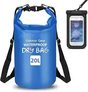 [Generic] Dry Bag and Phone Case Roll Up Dry Sack & Phone Holder Large Capaci Bucket Bag for Camping Drifting Swimming Black 20L
