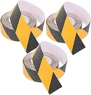 NOLITOY 3 Rolls Non Slip Safety Tape Skid Floor Strips with Caution Markings for Stairs Steps and Bathroom Use Durable Self Adhesive Slip Grip Tape