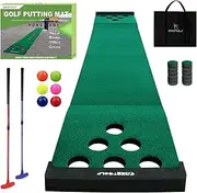 Crestgolf Golf Putting Green Mat,Practice Golf Putting Mat Game Set with 6 Golf Balls,12 Golf Hole Covers for Indoor&Outdoor Short Game Office Party Backyard Use