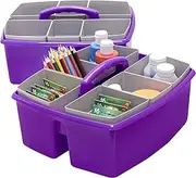 Storex Large Classroom Caddy with Cups, 13 x 11 x 6.575 Inches, Purple, Case of 2 (00986U02C)