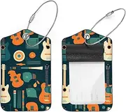 [YTYVAGT] Luggage Tags for Suitcases,Travel Tags for Luggage,Vintage Guitar Music,2-Pc