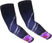 [FHEDVBN] Lovely Purple Butterfly Arm Sleeves Compression Arm Covers for Men Women Outdoor Sun Sleeves Cooling Sports Sleeve, Black