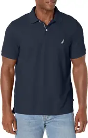 Nautica Mens Classic Short Sleeve Solid Performance Deck Polo Shirt, Navy,XS]