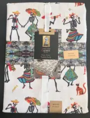 Cynthia Rowley Curious Day Of The Dead Colorful 70” Round Tablecloth
