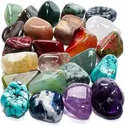 KALIFANO Bulk Tumbled Stones (1,000+ Carats) Random Assortment of Polished High Energy Reiki Crystals (Includes Rose Quartz, Howlite Turquoise, Fluorite etc.) - Piedras Caidas with Healing Properties